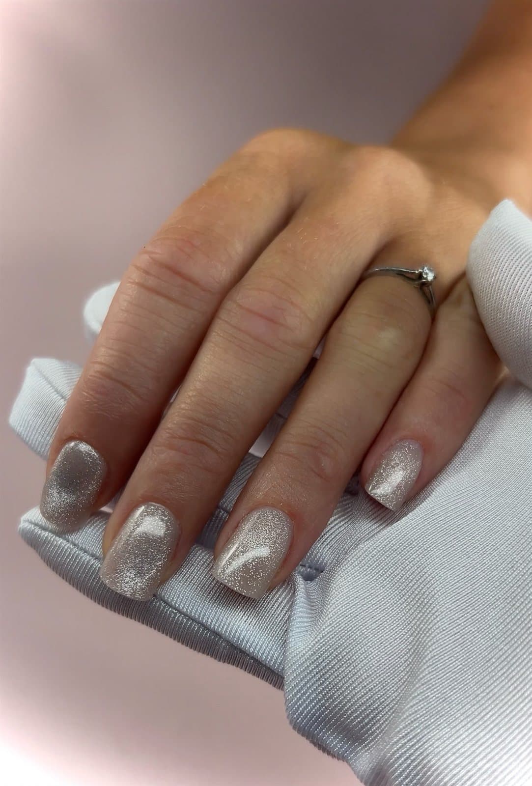 Elegant nude nails with white tips